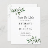 Begroting Eucalyptus Leaves Wedding Save the Date (Voorkant / Achterkant)