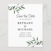 Begroting Eucalyptus Leaves Wedding Save the Date (Voorkant)