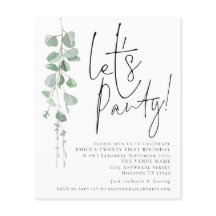 Begroting Eucalyptus Lets Party 21st Birthday Invi