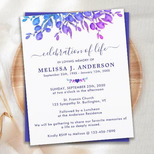 Begroting Eucalyptus Paarse viering van de investe