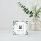 Begroting Eucalyptus QR Code Boho Weddenschap Vierkante Visitekaartje (Staand voorkant)