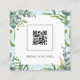 Begroting Eucalyptus QR Code Boho Weddenschap Vierkante Visitekaartje