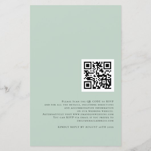 Begroting Eucalyptus QR-code bruiloften uitnodigen (Achterkant)