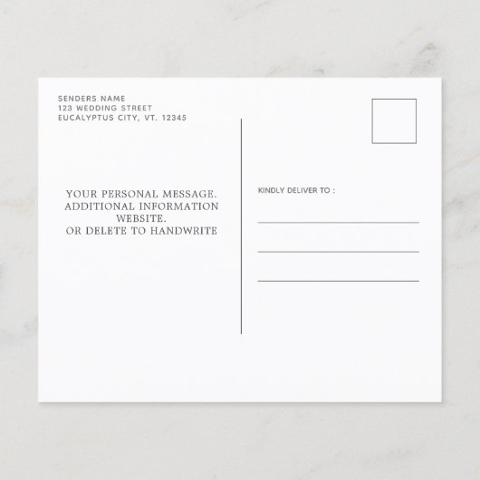 Begroting Eucalyptus Rustic slaat het Briefkaart D (Achterkant)