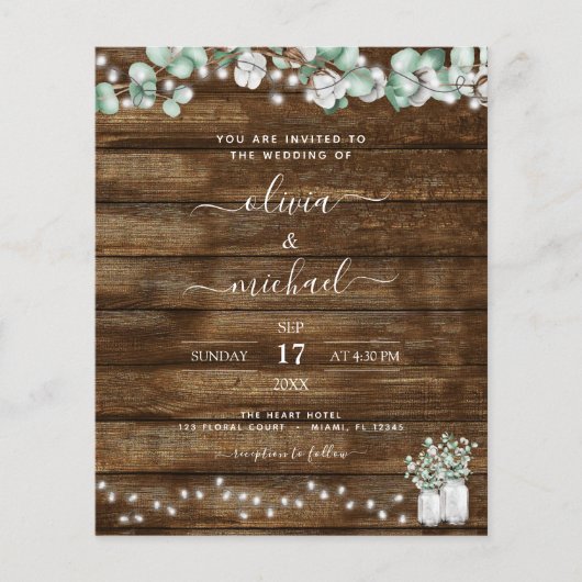 Begroting Eucalyptus Rustic Wedding Invitations Flyer (Voorkant)