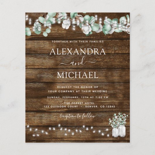 Begroting Eucalyptus Rustic Wedding Invitations Flyer