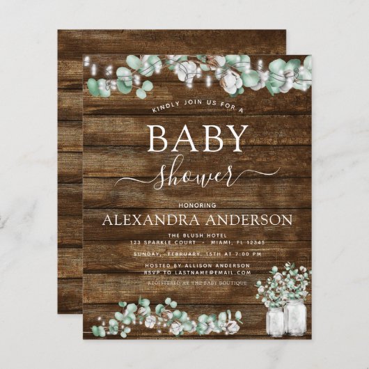 Begroting Eucalyptus Rustige houten Baby showers L (Voorkant / Achterkant)