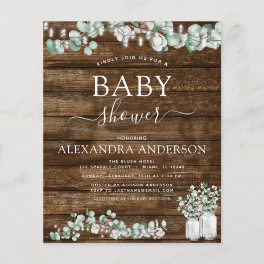 Begroting Eucalyptus Rustige houten Baby showers L (Voorkant)
