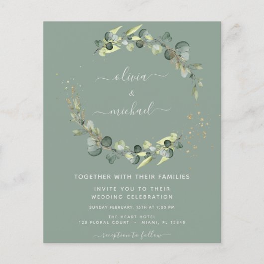 Begroting Eucalyptus Sage Green Greenery Invitatio (Voorkant)