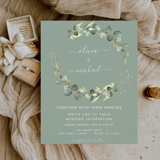 Begroting Eucalyptus Sage Green Greenery Invitatio