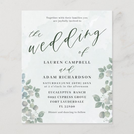 Begroting Eucalyptus Sage Green Weddenschap (Voorkant)