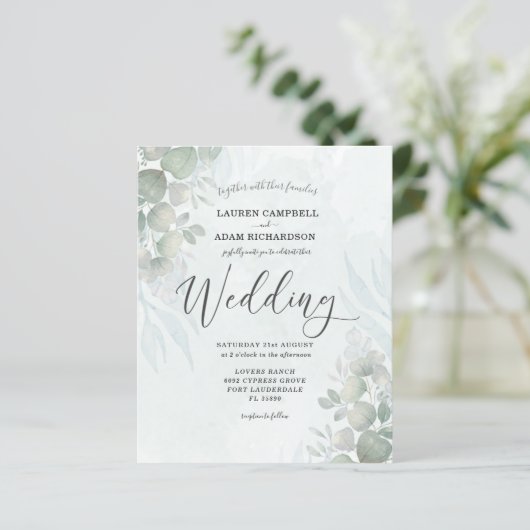 Begroting Eucalyptus Sage Green Weddenschap (Staand voorkant)