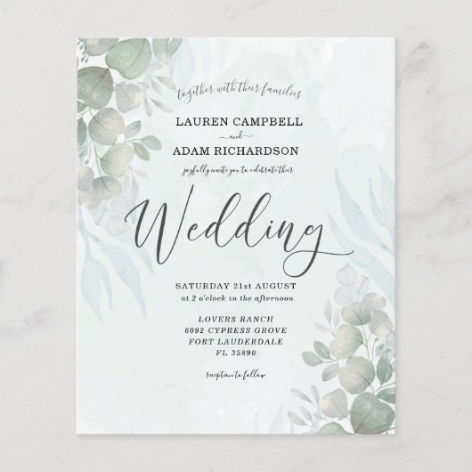 Begroting Eucalyptus Sage Green Weddenschap (Voorkant)