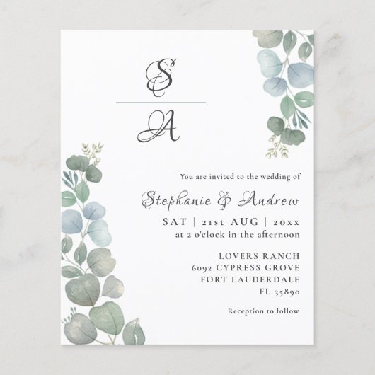 Begroting Eucalyptus Sage Green Weddenschap (Voorkant)