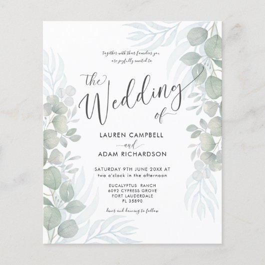 Begroting Eucalyptus Sage Green Weddenschap (Voorkant)