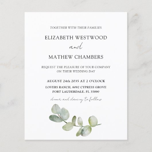 Begroting Eucalyptus Sage Green Weddenschap (Voorkant)