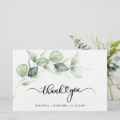 Begroting Eucalyptus Script Weddenschap Bedankt Briefpapier (Staand voorkant)