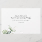 Begroting Eucalyptus Script Weddenschap Bedankt Briefpapier (Achterkant)