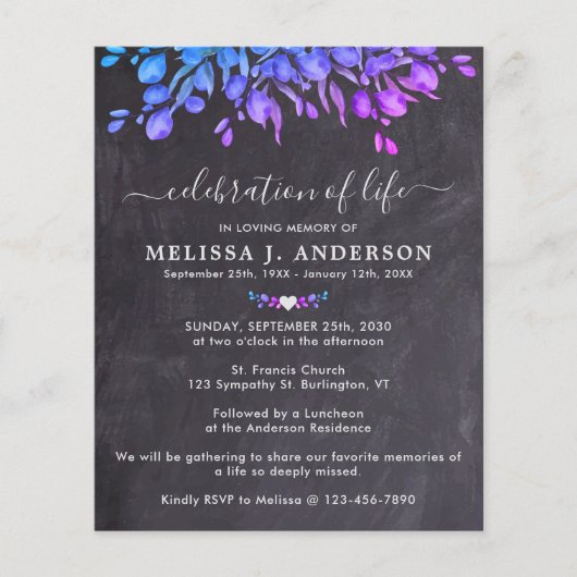 Begroting Eucalyptus Slate Celebration of Life Inv (Voorkant)