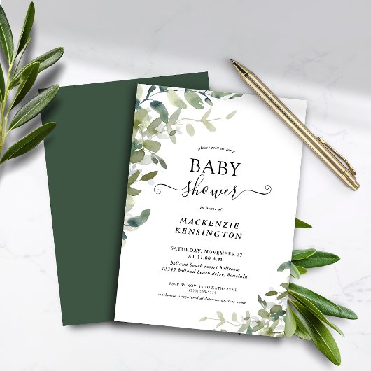Begroting Eucalyptus Succulent Baby shower Uitnodi