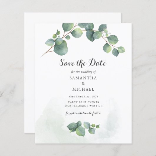 Begroting Eucalyptus Succulent Floral Save the Dat (Voorkant / Achterkant)