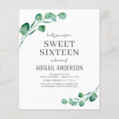 Begroting Eucalyptus Sweet Zestien Partij Uitnodig Flyer (Voorkant)