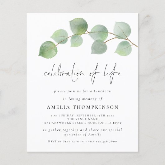 Begroting Eucalyptus - viering van de uitnodiging  (Voorkant)