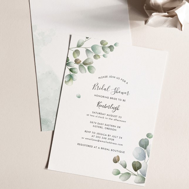 Begroting Eucalyptus Vrijgezellenfeest (Eucalyptus Greenery Bridal Shower Party Invitation)