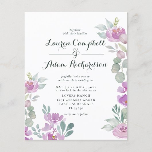 Begroting Eucalyptus Waterverf Roze bruiloft (Voorkant)