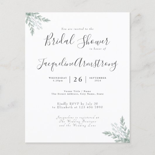 Begroting Eucalyptus Waterverf Vrijgezellenfeest Flyer (Voorkant)