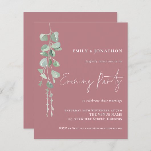 Begroting Eucalyptus Weddenschap Avond Pink (Voorkant / Achterkant)