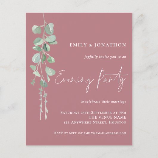 Begroting Eucalyptus Weddenschap Avond Pink (Voorkant)