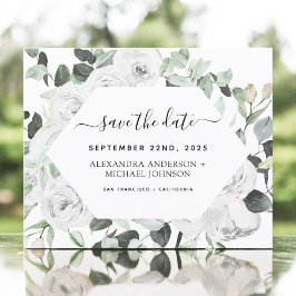 Begroting Eucalyptus White Floral Save the Date
