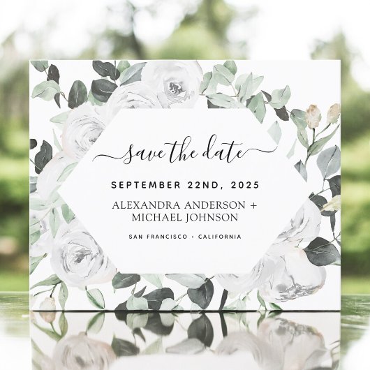 Begroting Eucalyptus White Floral Save the Date