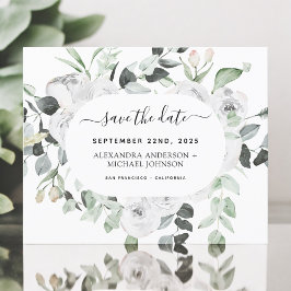 Begroting Eucalyptus White Floral Save the Date