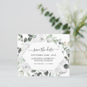 Begroting Eucalyptus White Floral Save the Date (Staand voorkant)