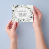 Begroting Eucalyptus White Floral Save the Date Flyer (Hand)