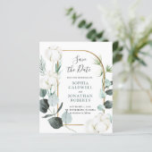 Begroting Eucalyptus Winter Wedding Save the Date (Staand voorkant)