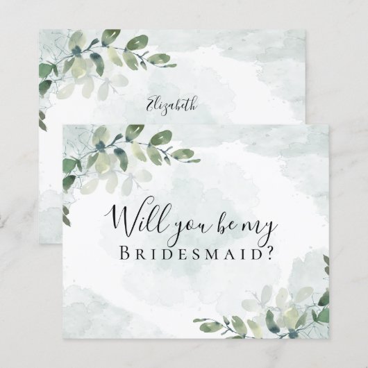 BEGROTING Eucalyptus word je mijn Bridesmaid? Kaar (Voorkant / Achterkant)