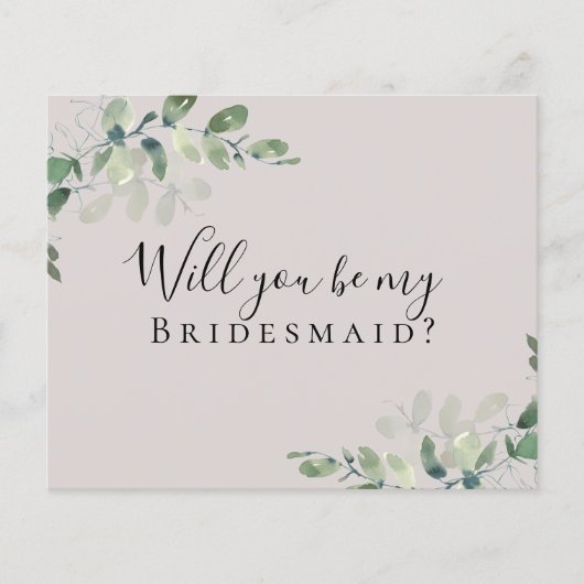 BEGROTING Eucalyptus word je mijn Bridesmaid? Kaar (Voorkant)