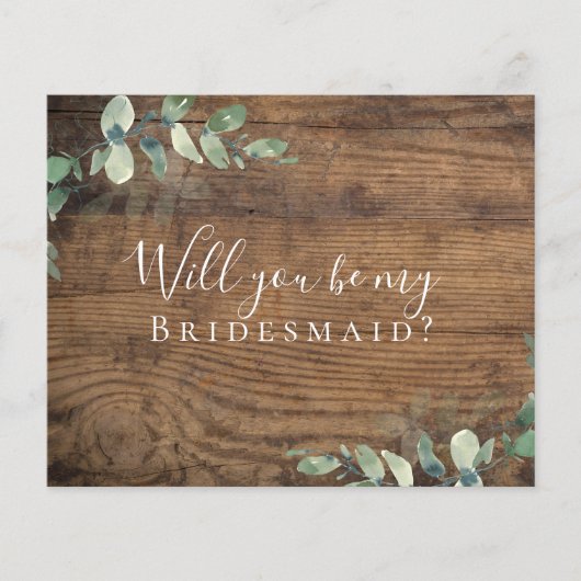 BEGROTING Eucalyptus word je mijn Bridesmaid? Kaar (Voorkant)