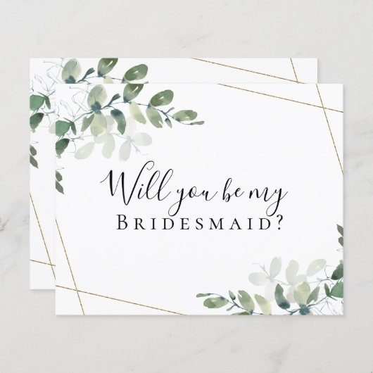 BEGROTING Eucalyptus word je mijn Bridesmaid? Kaar (Voorkant / Achterkant)