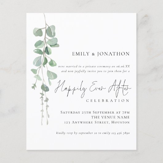 Begroting Eucalyptusbruiloft, gelukkig altijd na e (Voorkant)