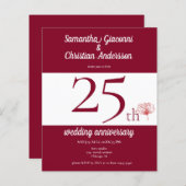 Begroting Floral 25th Wedding Jubileum Uitnodiging (Voorkant / Achterkant)