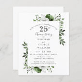 Begroting Floral 25th Wedding Jubileum Uitnodiging (Voorkant / Achterkant)