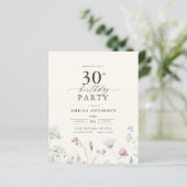Begroting Floral 30th Birthday Invitation (Staand voorkant)
