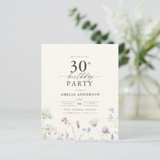 Begroting Floral 30th Birthday Invitation (Staand voorkant)