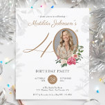 Begroting Floral 40th Birthday Invitation<br><div class="desc">Budget Floral 40e verjaardag uitnodiging. Vier de grote momenten van het leven met een budgetvriendelijke mijlpaaluitnodiging die net zo mooi is als betaalbaar. Dit op bloemen geïnspireerde ontwerp, met levendige bloemen, voegt een vleugje elegantie toe aan elke viering. Personaliseer het met een foto om een aandenken te creëer dat de...</div>