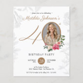 Begroting Floral 40th Birthday Invitation (Voorkant)