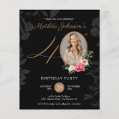 Begroting Floral 40th Birthday Invitation (Voorkant)
